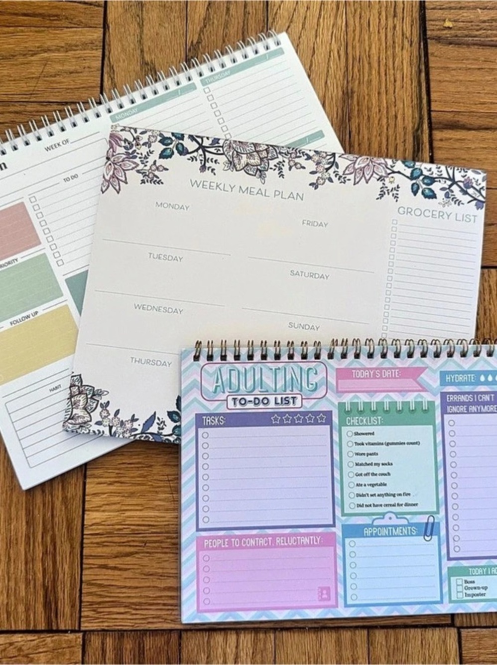 Multicolor Planner Set - Weekly Plan, Weekly Meal Plan & Adulting To Do List